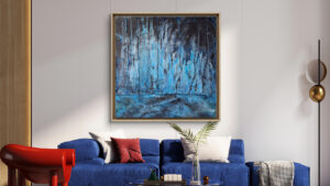 autor: Bozena Kot | wizualizacja obrazu | "Lodowa symfonia" | 100 x 100 cm | technika własna na płótnie | 2024