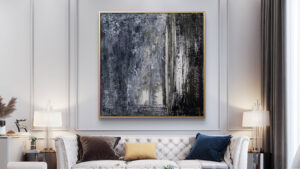 autor: Bozena Kot | wizualizacja obrazu | "Złudzenia 10" | 100 x 100 cm | technika własna na płótnie | 2024