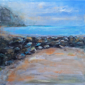 autor: Bożena Kot Przestrzenie 01| 40 x 40 cm | 2025 r. | technika mieszana na płótnie