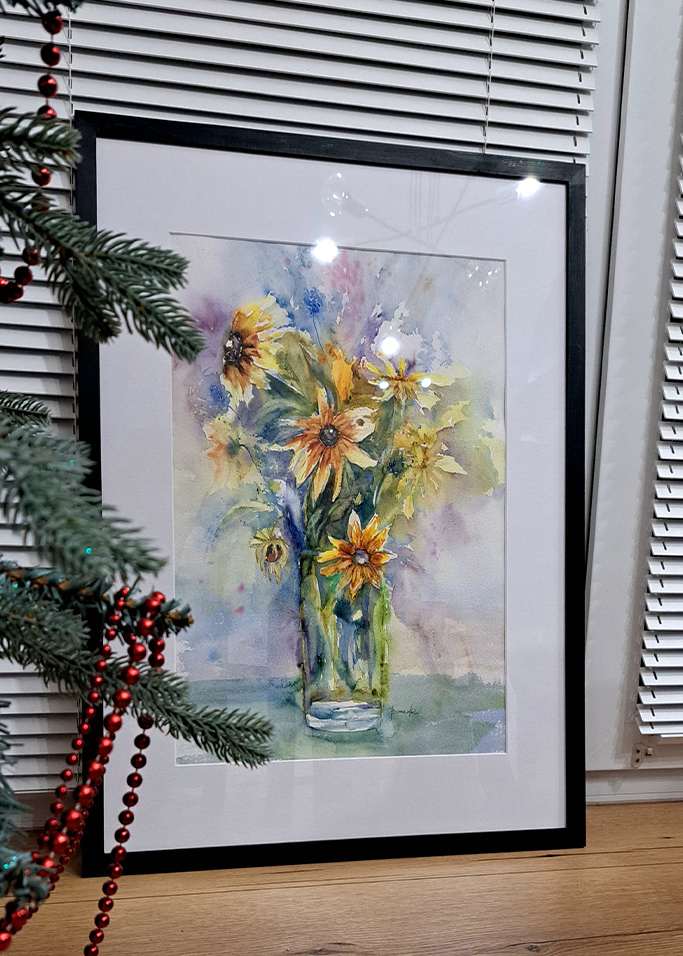 autor: Bozena Kot | „Kwiaty akwarelowe - jeżówki” | 50 x 70 cm | akwarela | 2023r.