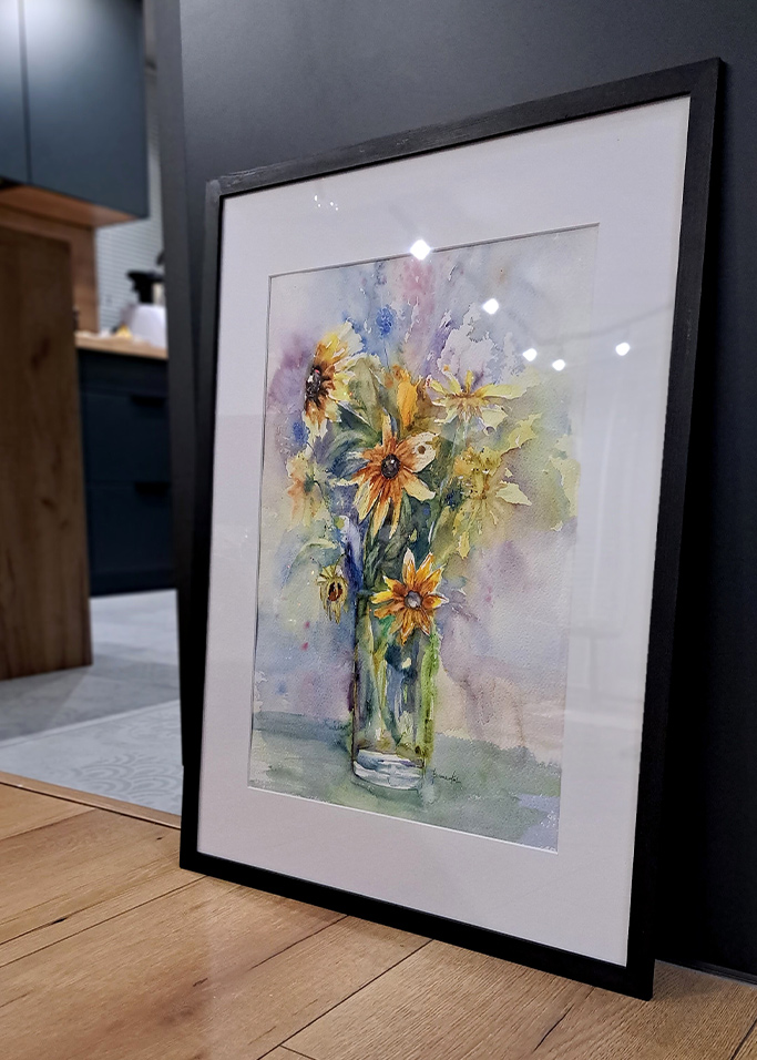 autor: Bozena Kot | „Kwiaty akwarelowe - jeżówki” | 50 x 70 cm | akwarela | 2023r.