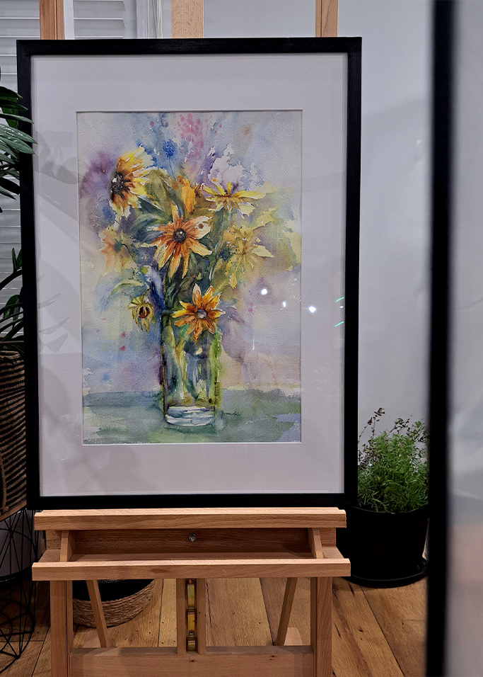 autor: Bozena Kot | „Kwiaty akwarelowe - jeżówki” | 50 x 70 cm | akwarela | 2023r.