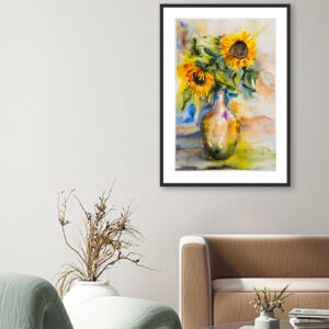 Bożena Kot | "Akwarela ze słonecznikami" | Akwarela